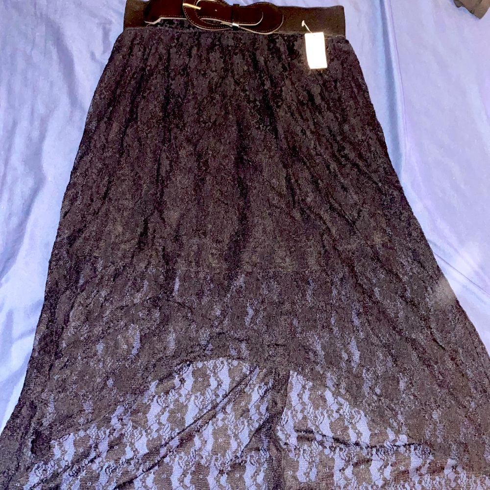 Black lace midi skirt -